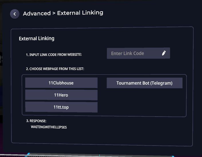 Proman Tourneys (Telegram) in Eleven Table Tennis VR Menu